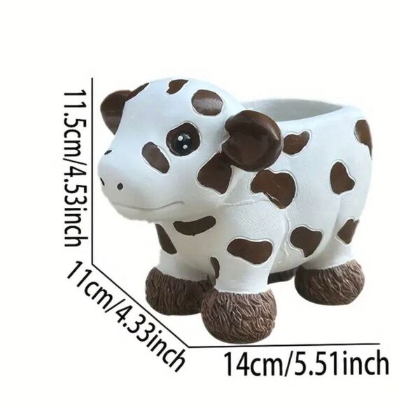 Rustic Western Resin Cow Succulent Planter Indoor Outdoor Decorative Flower Pot - Picture 5 of 7